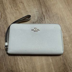 Coach wristlet with phone holder cream